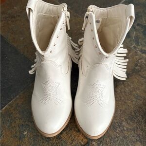 White Fringe Western Ankle Boots